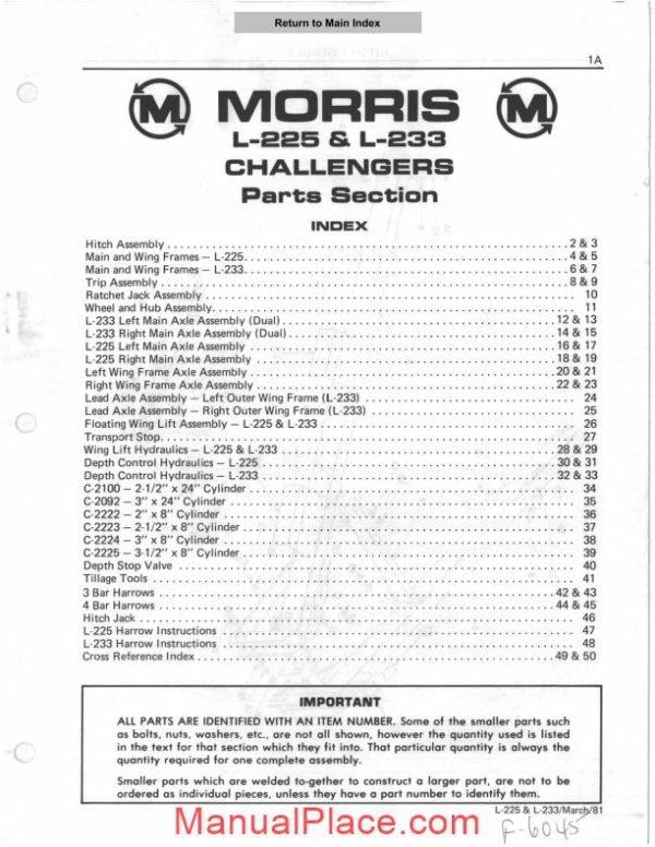 morris l 225 l 233 challengers parts section page 1