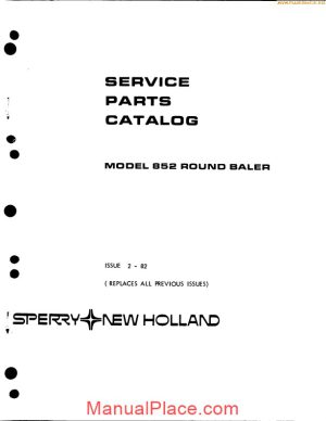 new holland 852 sperry round baler parts sec wat page 1