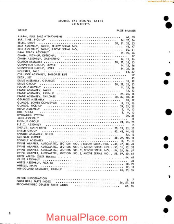 new holland 852 sperry round baler parts sec wat page 4