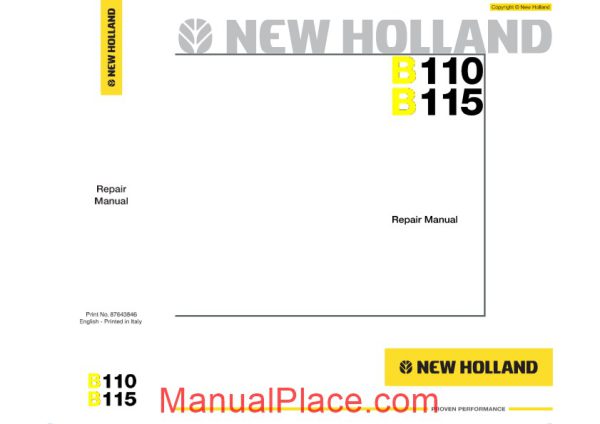 new holland b110 b115 en service manual 12n17446 page 1