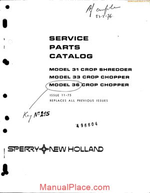 new holland crop 31 33 36 sperry parts sec wat page 1