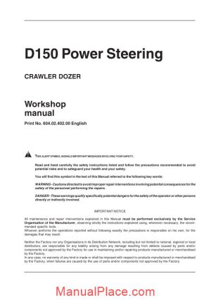 new holland d150ps craler dozer workshop manual page 1