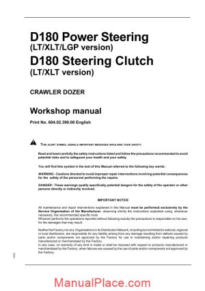 new holland d180t craler dozer workshop manual page 1