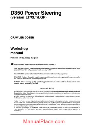 new holland d350 craler dozer workshop manual page 1