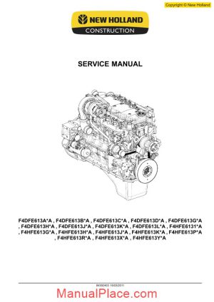 new holland engine f4dfe f4hfe tier4 4 6 cylinders en service manual page 1