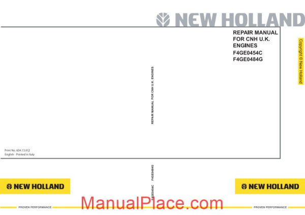 new holland engine f4ge backhoe en service manual page 1