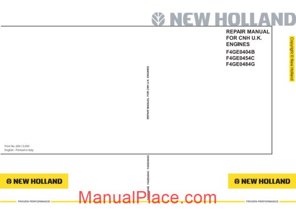 new holland engine f4ge telehandler en service manual page 1