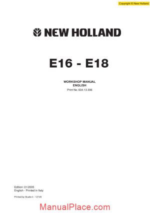 new holland excavator e16 e18 en service manual page 1