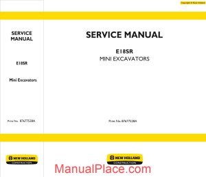 new holland excavator e18sr en service manual page 1