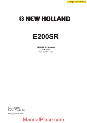 new holland excavator e200sr en service manual page 1