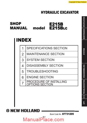 new holland excavator e215b japan t3 afme en service manual page 1