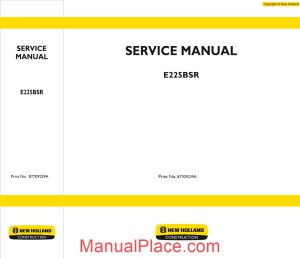 new holland excavator e225bsr en service manual page 1