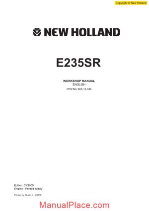 new holland excavator e235sr en service manual page 1