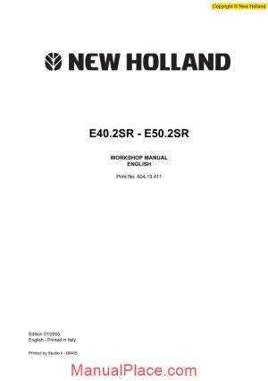 new holland excavator e40 2sr e50 2sr en service manual page 1