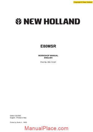 new holland excavator e80msr en service manual page 1