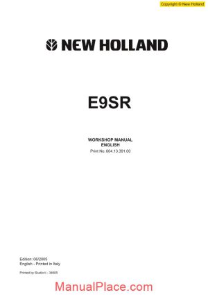 new holland excavator e9sr en service manual page 1