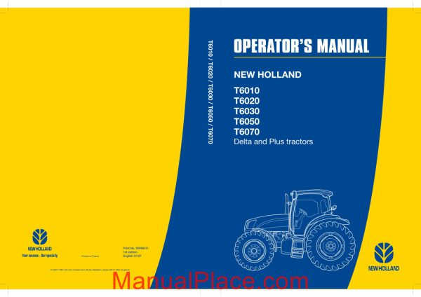 new holland serie t6000 operator manual page 1