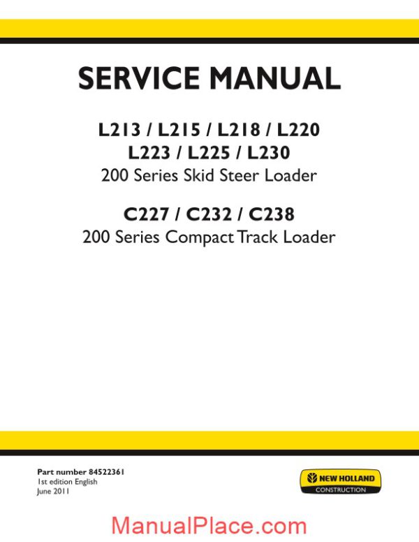 new holland skid steer l213 l230 c227 c238 workshop manual en page 1