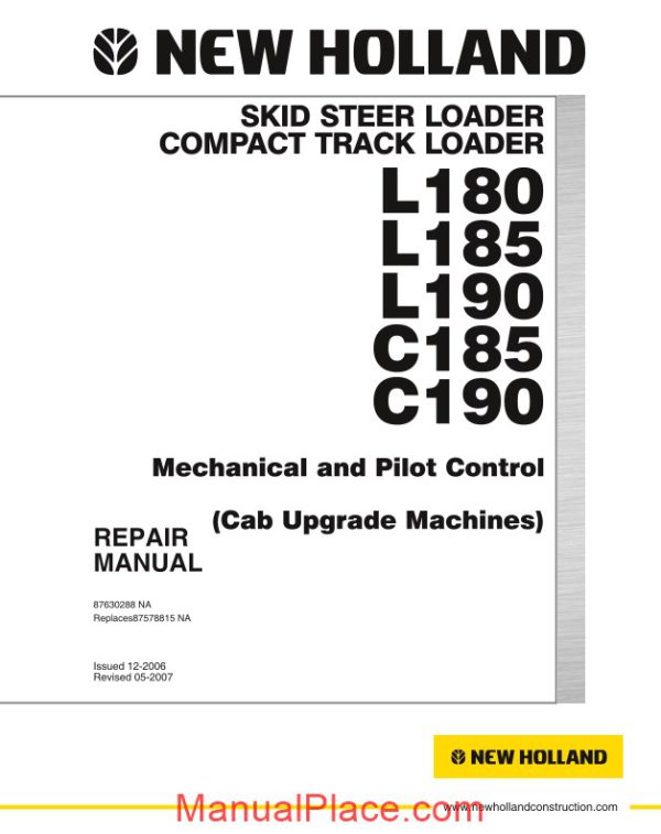 new holland skid steer loader c185 cab updtd en service manual page 1