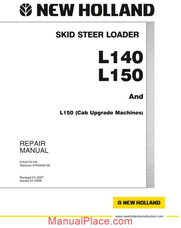 new holland skid steer loader l140 l150 en service manual page 1