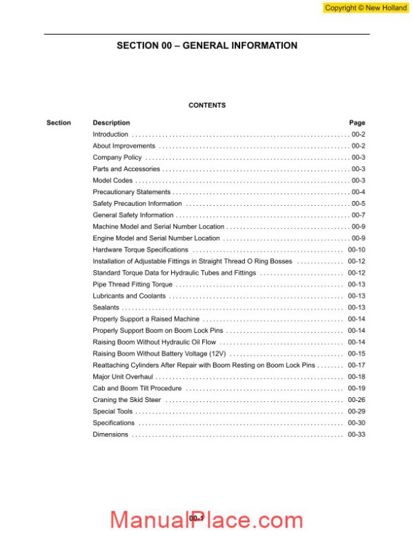 new holland skid steer loader ls140 ls150 en service manual page 2