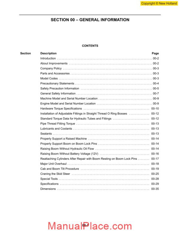 new holland skid steer loader ls160 ls170 en service manual page 2