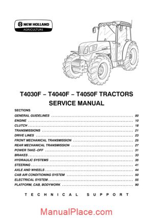 new holland t4030f t4040f t4050f tractors service manual page 1