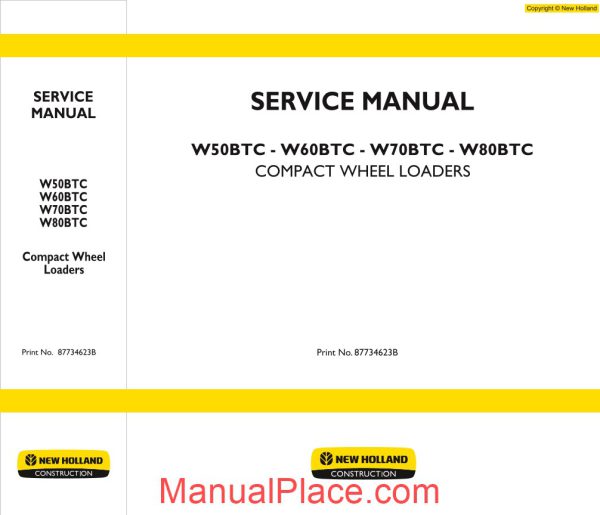 new holland wheel loader w50btc en service manual page 1