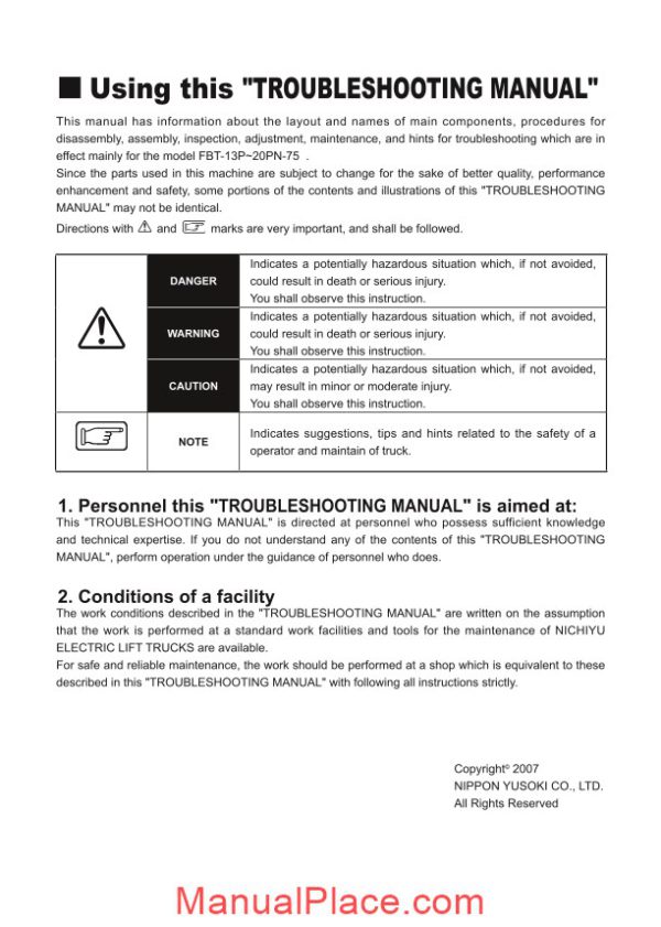 nichiyu forklift fbt 75 series troubleshooting manual page 3