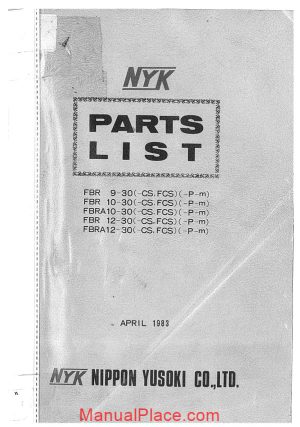 nichiyu reach truck 469 fbr a 9 10 12 30 parts list 13n15067 page 1