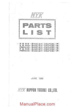 nichiyu reach truck 469 fbr a 9 10 12 30 parts list page 1