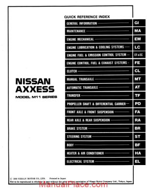 nissan axxess 1990 factory shop manual page 1