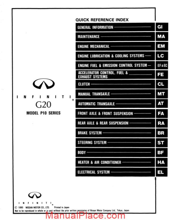 nissan g20 1991 factory shop manual page 2