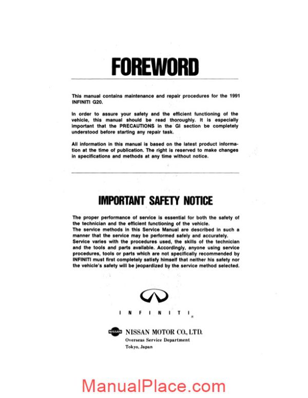 nissan g20 1991 factory shop manual page 3