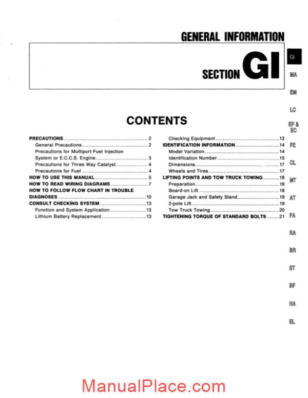 nissan g20 1993 factory shop manual page 4