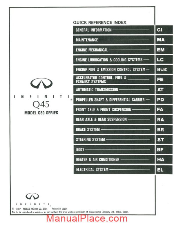 nissan infiniti q45 1993 factory shop manual page 1