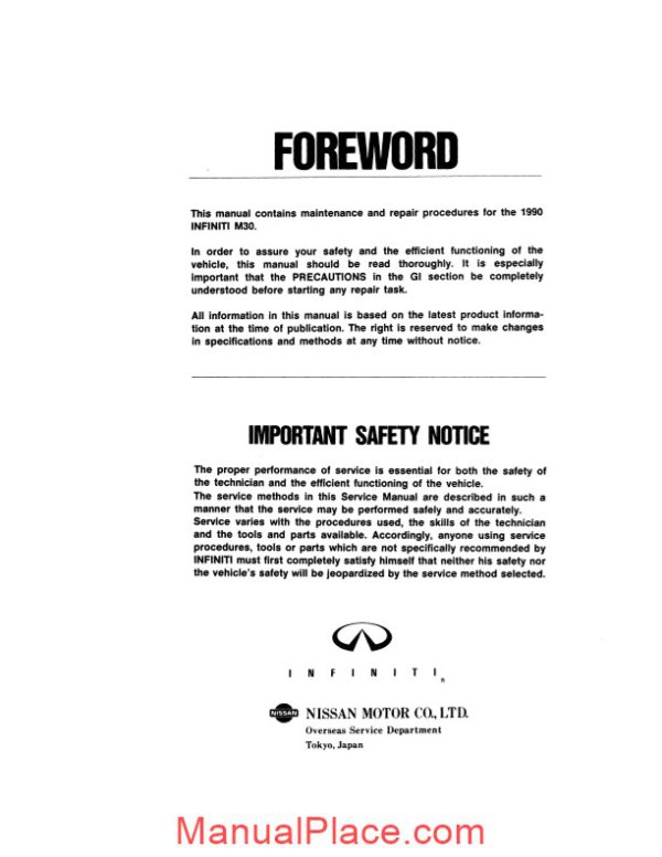nissan m30 1990 factory shop manual page 4