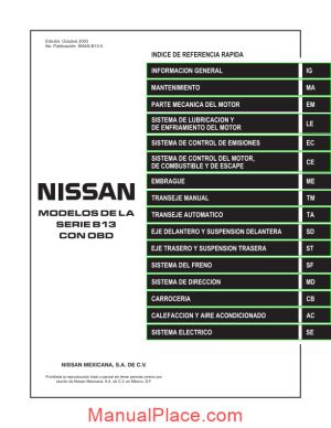nissan sentra or nissan tsuru v16 2010 service manual page 1