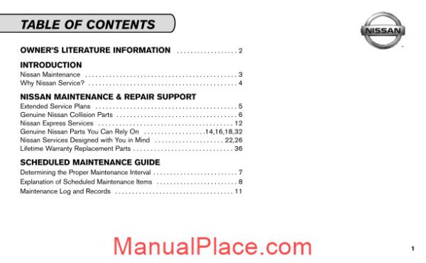 nissan service and maintenance guide page 3