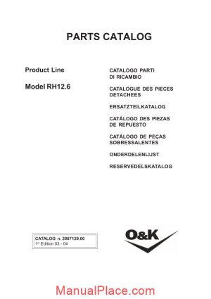 o k model rh12 6 parts catalogue page 1