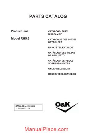 o k model rh5 6 parts catalogue page 1