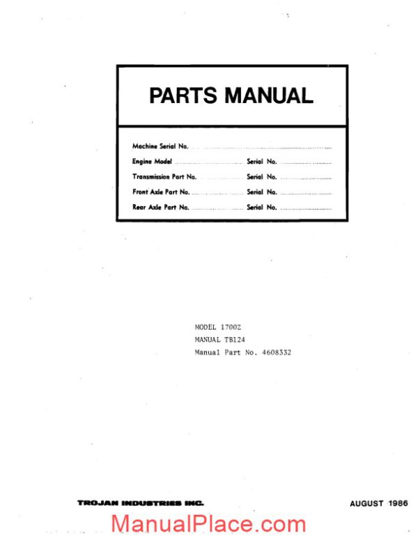 o k trojan 1700z tb124 parts book page 2