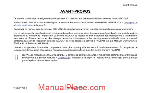 paccar engine manuals paccar px 6 manuel du conducteur francais page 4