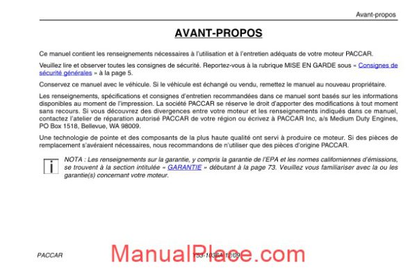 paccar engine manuals paccar px 8 engine manuel du conducteur francais page 4