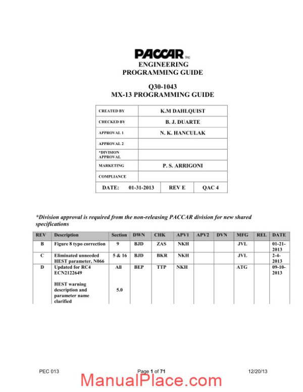 paccar mx13 programming guide page 1