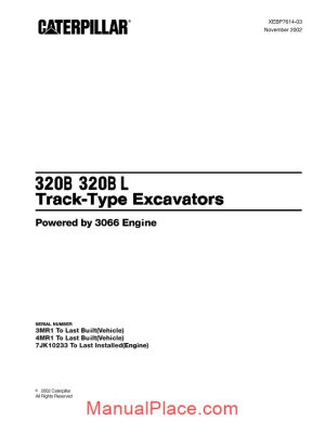 parts manual excavator caterpillar 320 b page 1