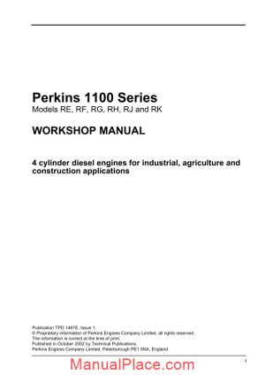 perkins 1100 series 4 re rf rg rj rk workshop manual page 1