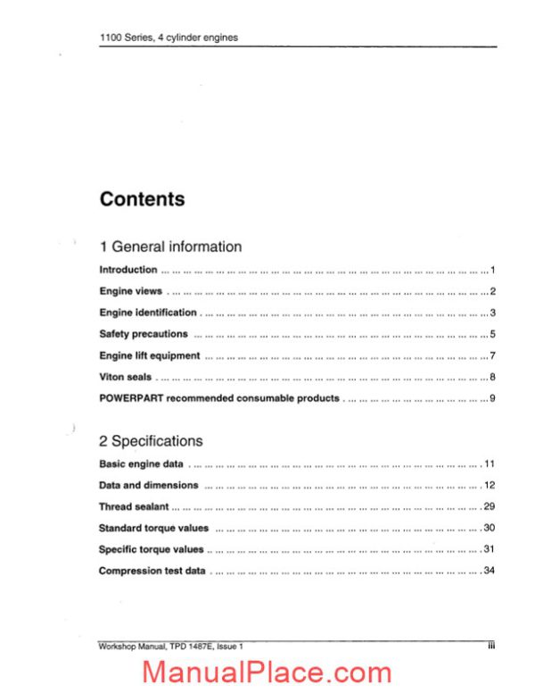 perkins 1100 series models re rf rg rh rj and rk workshop manual page 4