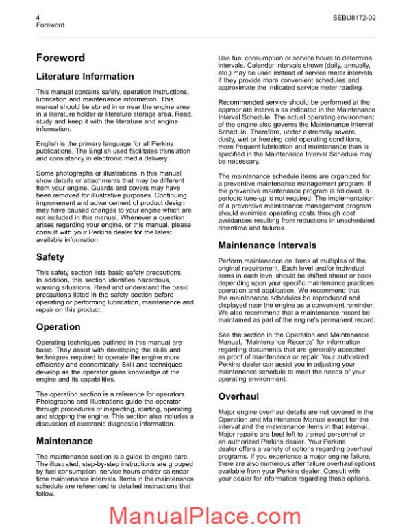 perkins 1104d industrial engines operation and maintenance manual page 4