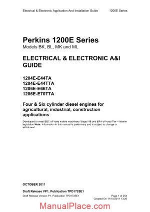 perkins 1200e series electrical electronic a i guide page 1